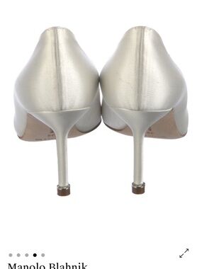 Manolo Blahnik Silver Satin Stiletto Pumps
